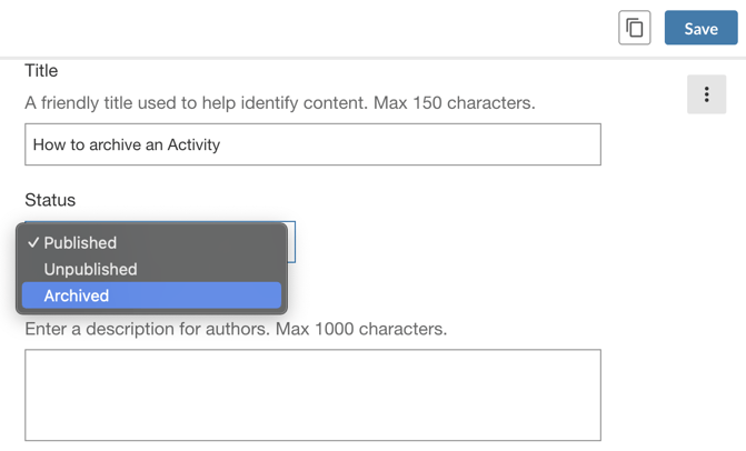 The Activity three-dot menu's Detail section