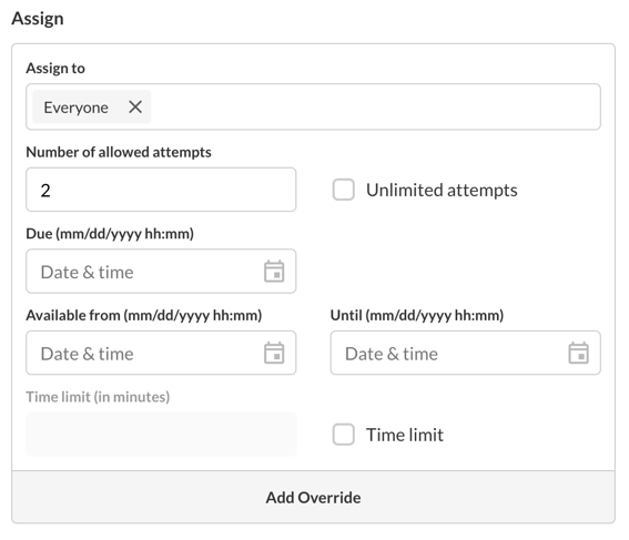 Assignment Override box
