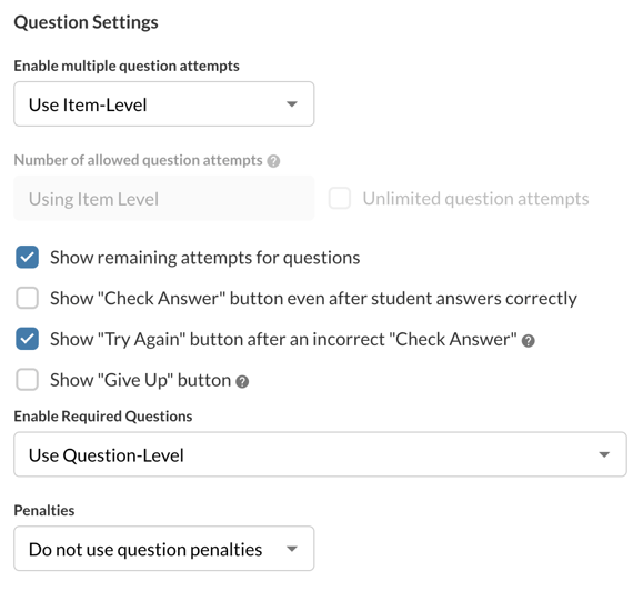 Default Question Settings