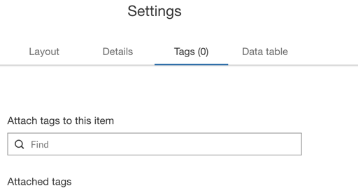 The Item Settings Tags tab